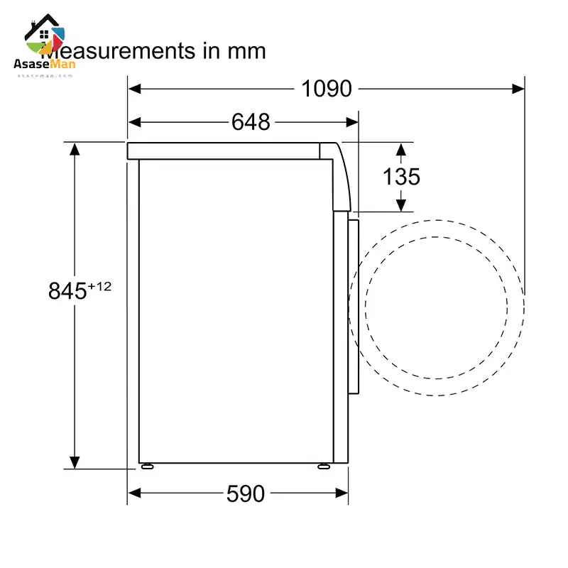 ابعاد ماشین لباسشویی بوش WGB244AXGC